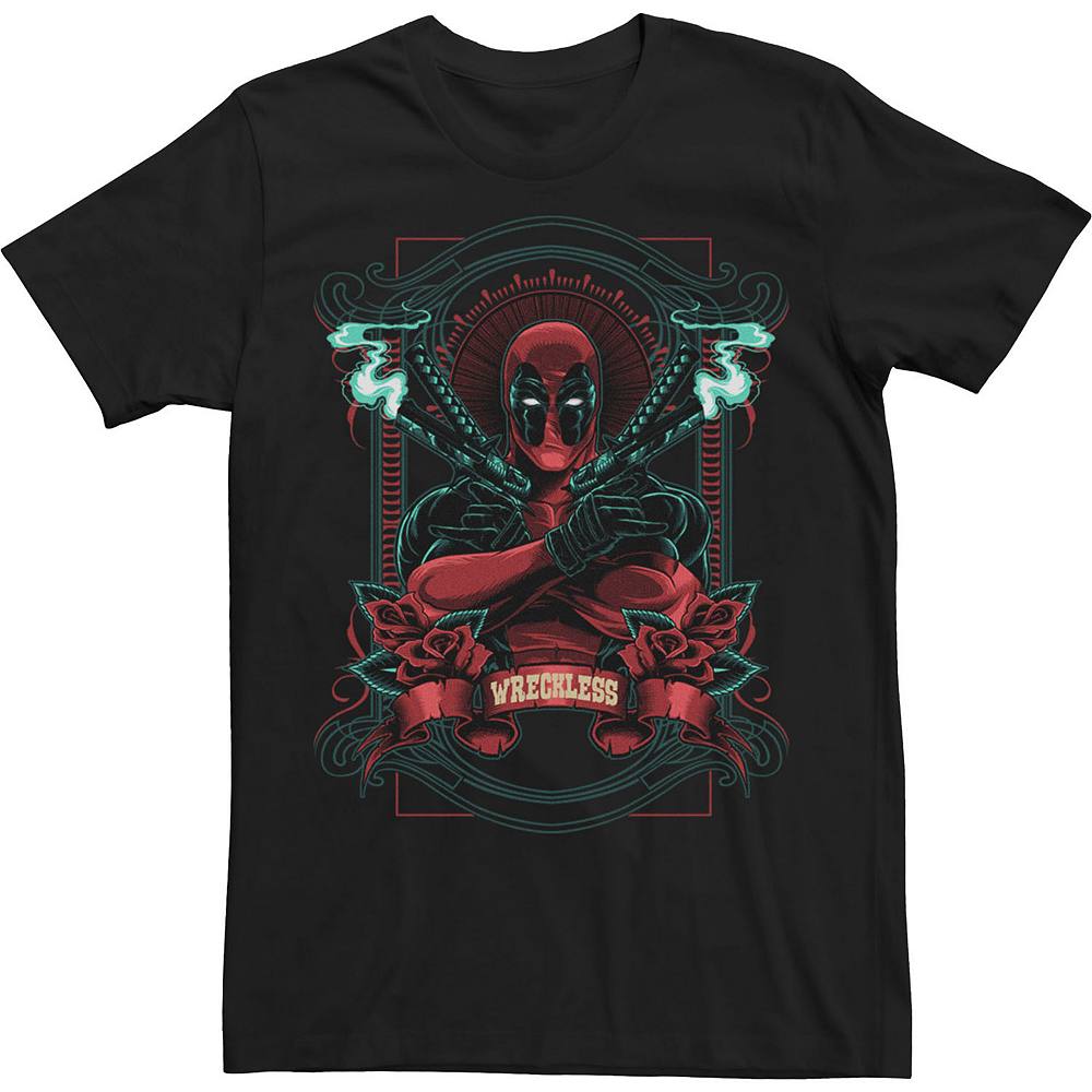 

Футболка с портретом Big & Tall Marvel Deadpool Wreckless Licensed Character, черный