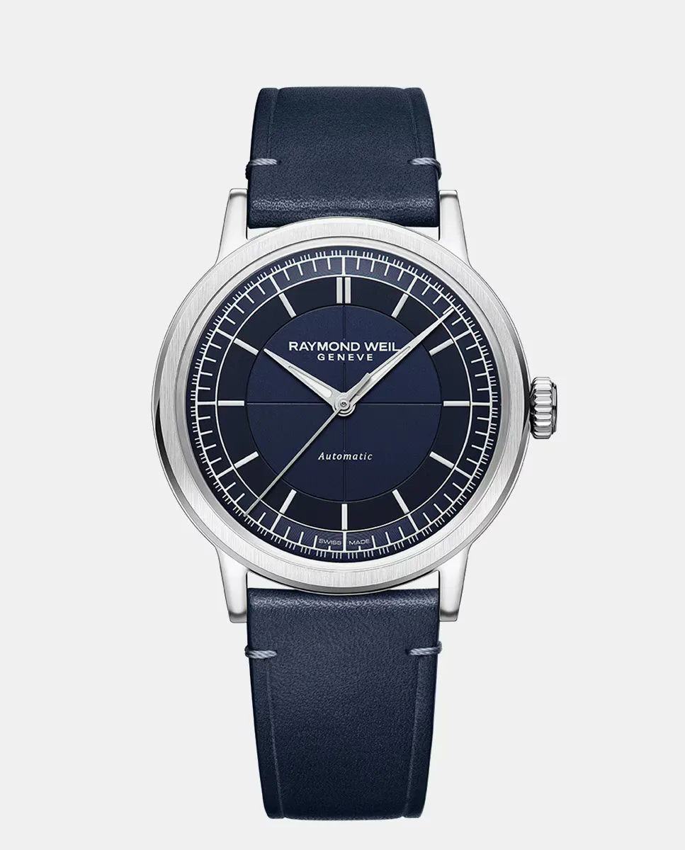

Millesime 2925-STC-50001 Механические мужские часы из синей кожи Raymond Weil, синий
