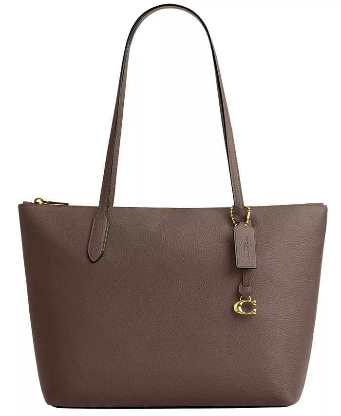 

Сумка-тоут Bella Small из галечной кожи Coach, коричневый