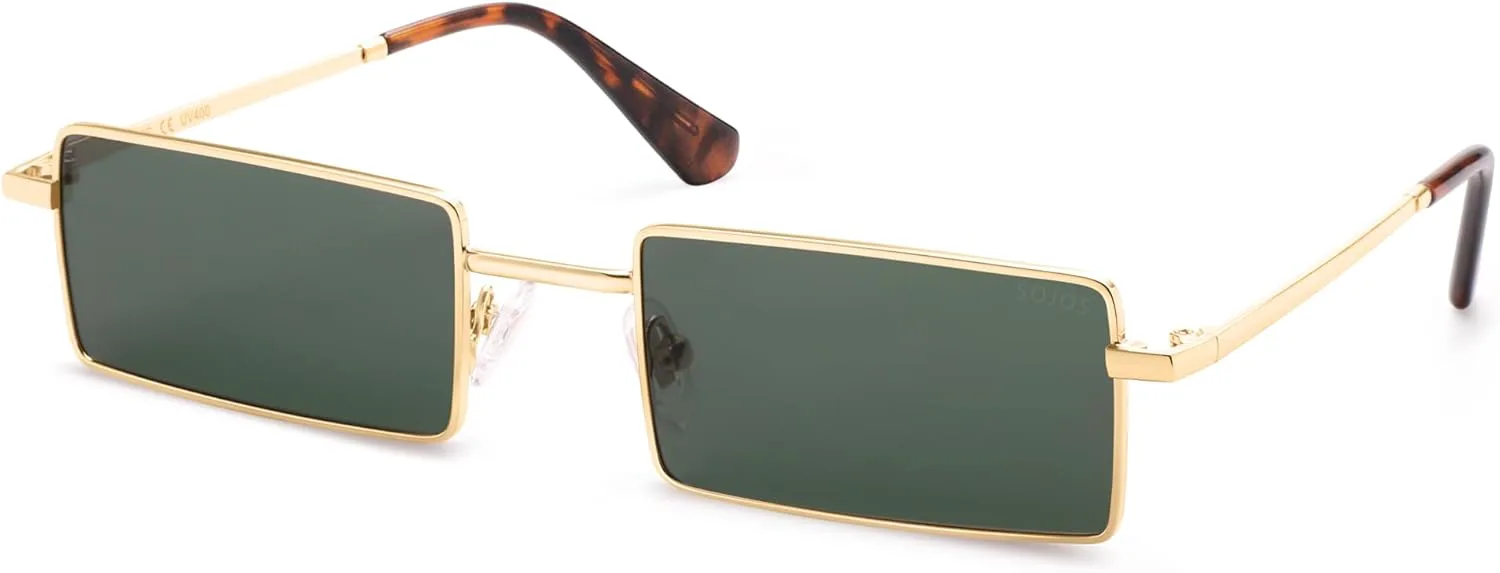 

Солнцезащитные очки SOJOS узкой прямоугольной формы с поляризацией, женские и мужские, в стиле ретро, ​​винтажные солнцезащитные очки SJ1249A, Shiny Gold / Green Lens