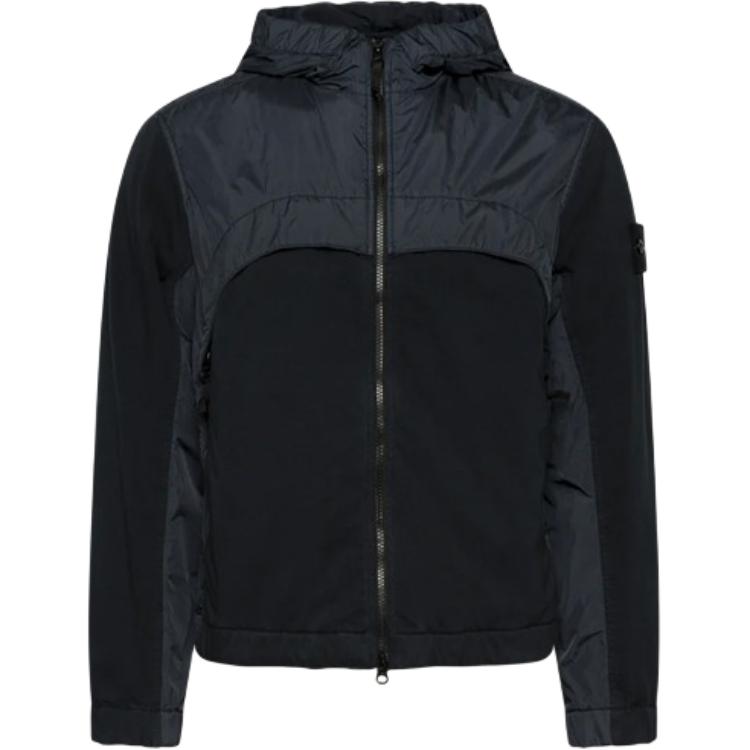 STONE ISLAND Куртка ветровка с капюшоном и панелями, Black — фото 3