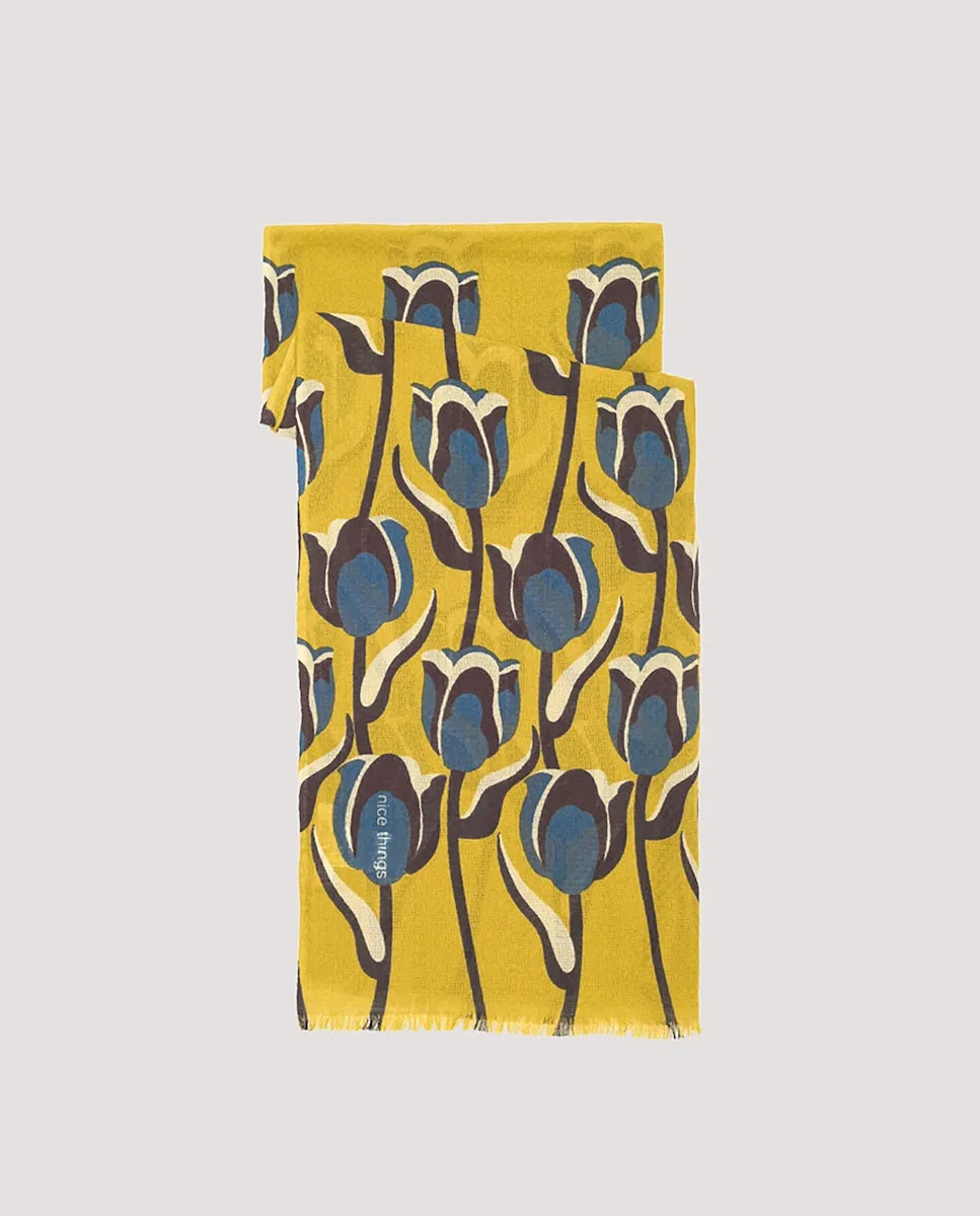 

Женский шарф с крупными тюльпановыми узорами Nice Things, желтый