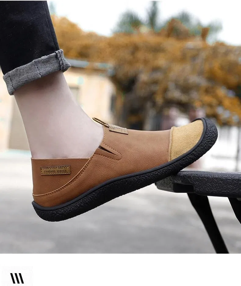 Мокасины мужские повседневные Loafers, Slip-On, желтый HoaloX — фото 4
