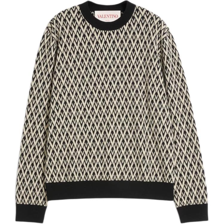 

Valentino Toute La V Джемпер с жаккардовым узором, черно-кремовый