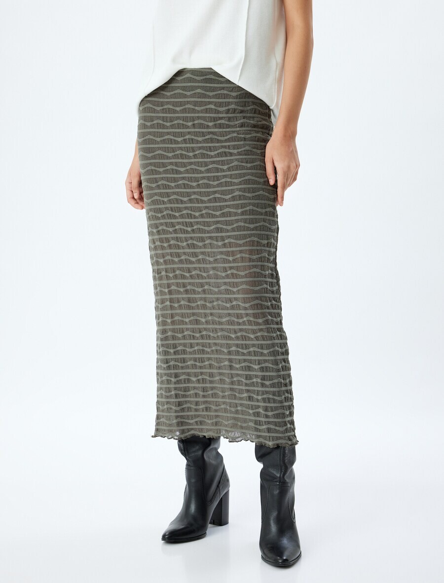 

Юбка макси Koton Skirt, цвет khaki/fir