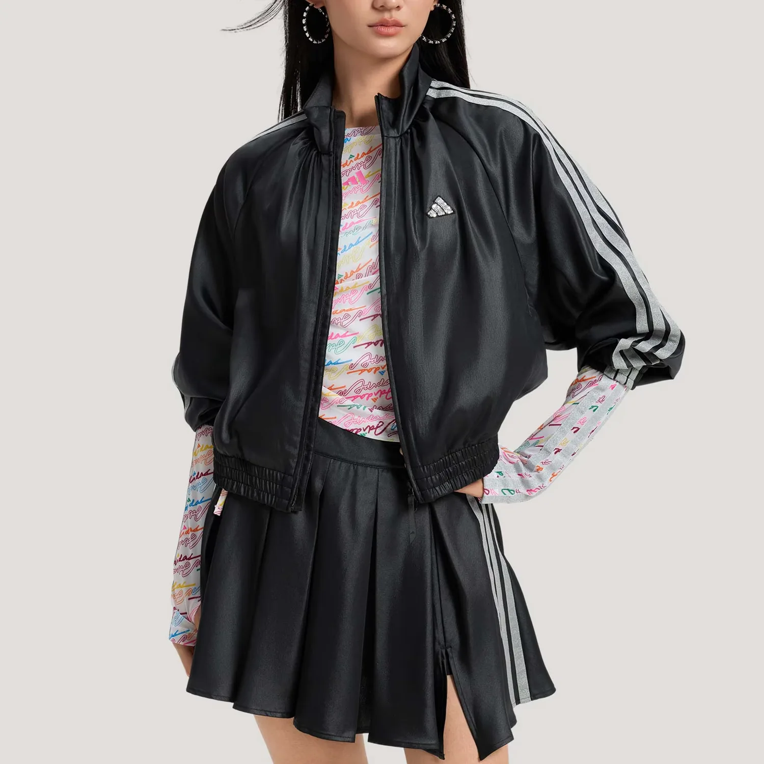 Adidas Куртка Dance Jackets женская Black/Metallic Silver Stand Collar Moderate Others — фото 4