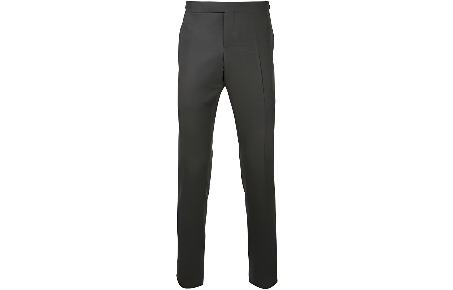 

Низкие узкие брюки с боковой застежкой из супер 120 саржи THOM BROWNE, темно-серый