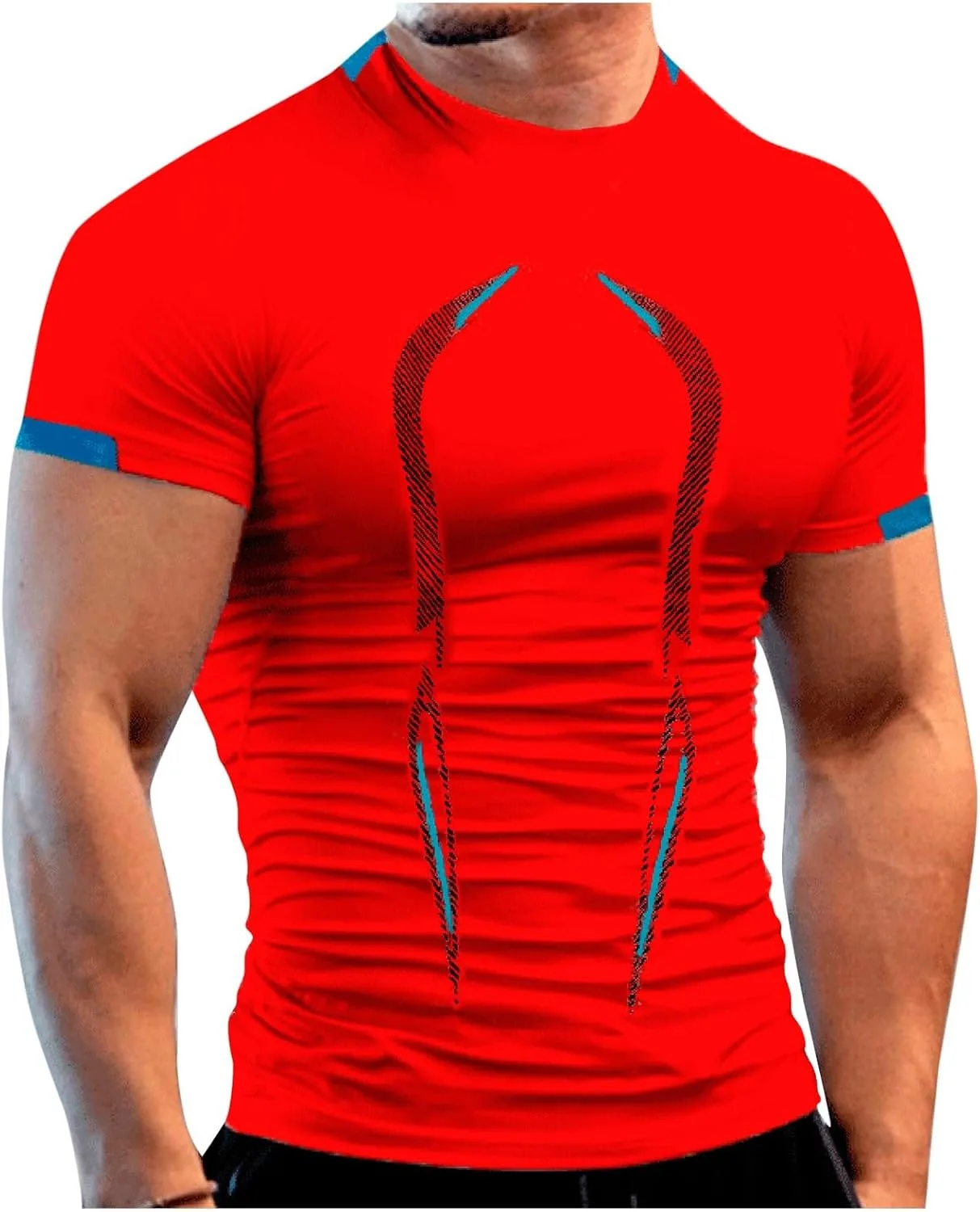 

WENKOMG1 мужская футболка Performance с коротким рукавом для тренировок, бега и спортзала, M-6XL