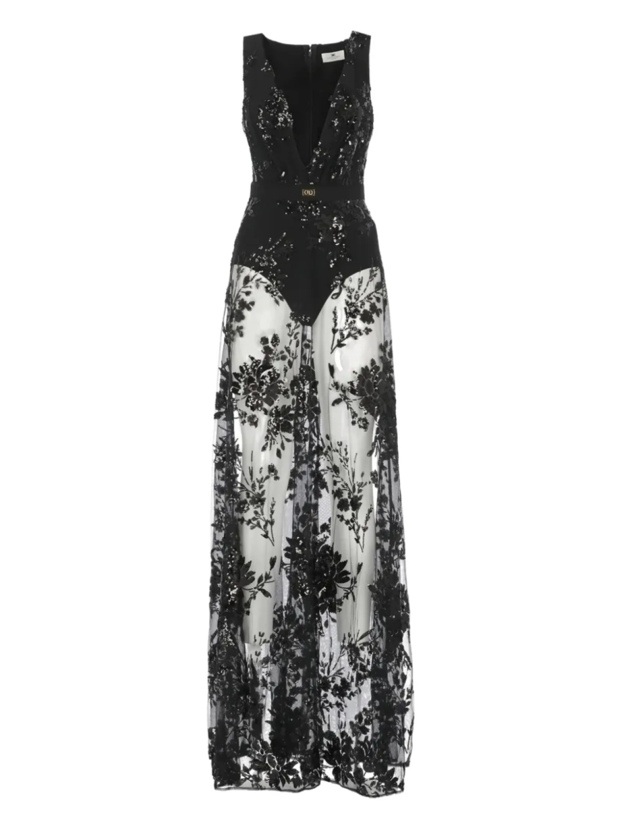 

Платье из вышитого тюля Elisabetta Franchi, черный