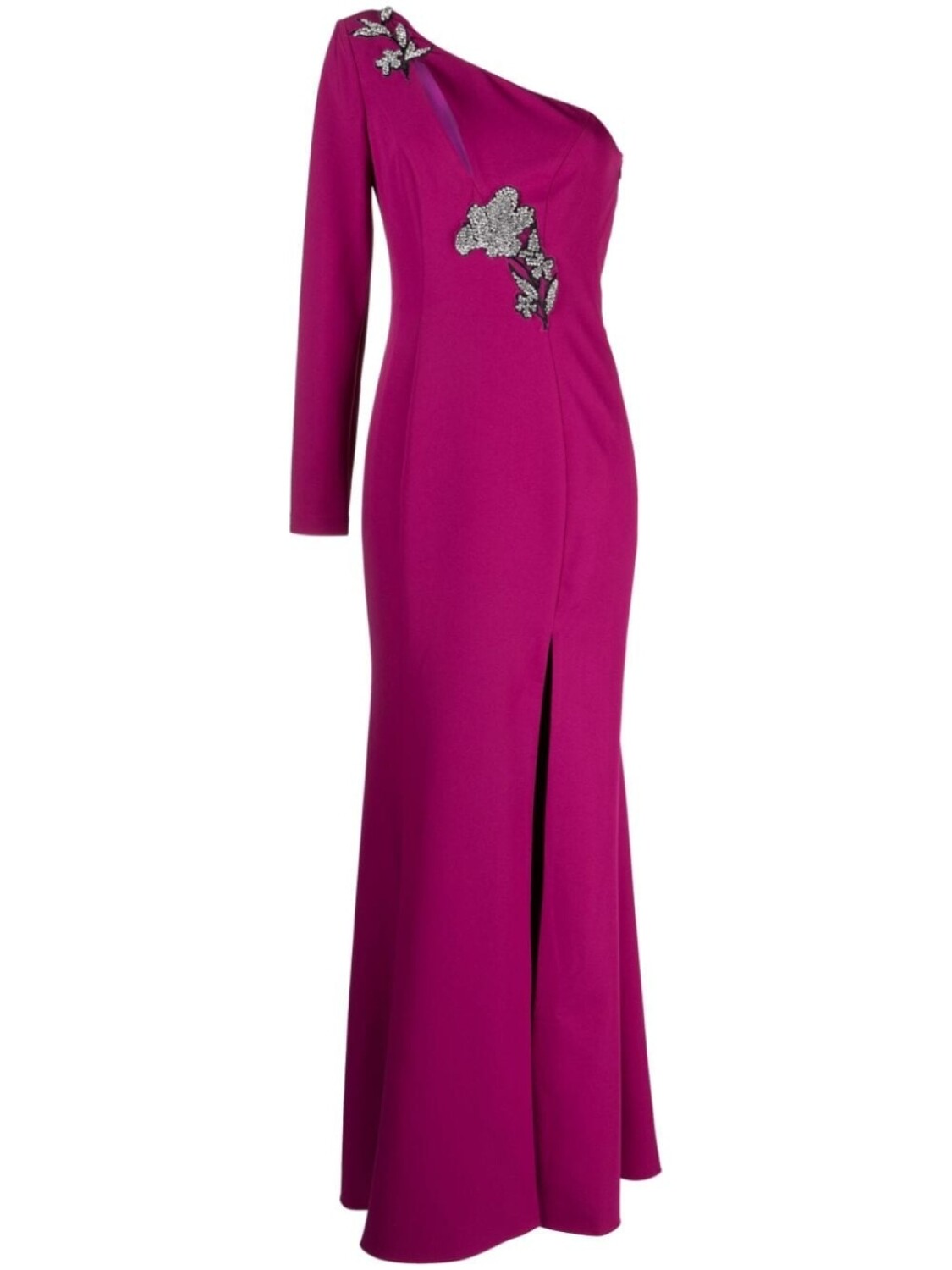 

Marchesa Notte вечернее платье с цветочной аппликацией, фиолетовый