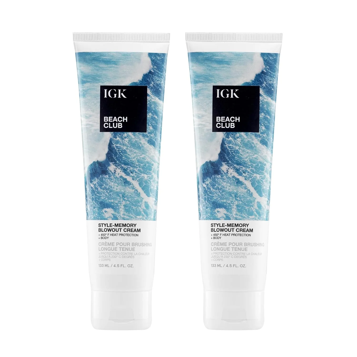Крем для укладки волос IGK Beach Club Blowout Cream (2 шт.) - контроль над пушистостью и защита от высоких температур для гладких и блестящих волос - легкий крем для укладки