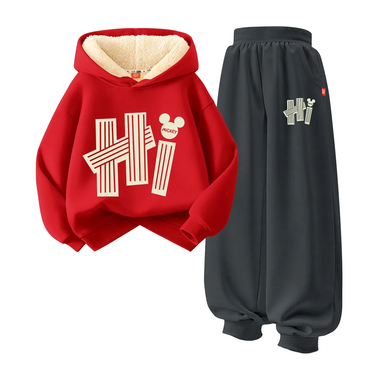 Детская толстовка с капюшоном для спорта и отдыха Disney, [Thickened and Fleece-Lined]Dihalo Red+Dihalo K Graphite Gray