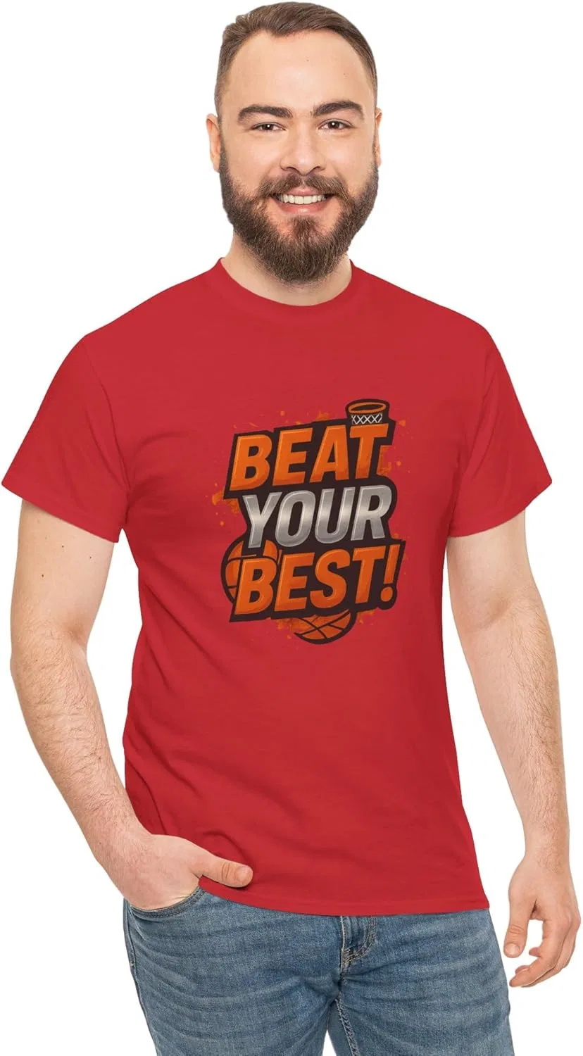 Футболка с принтом 'Beat Your Best' Heavy Cotton, красный — фото 4