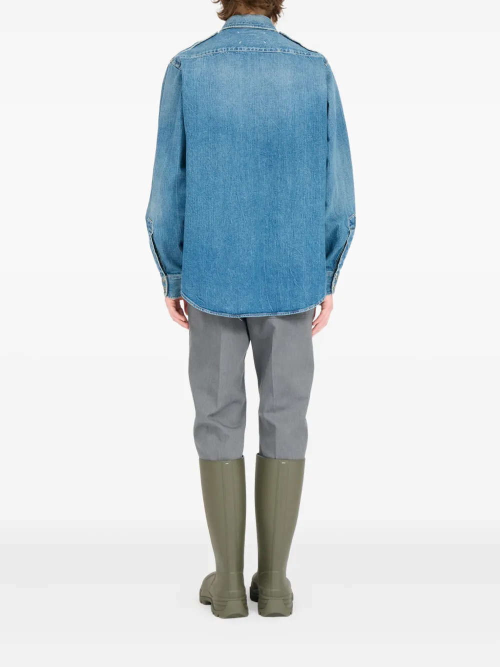 Джинсовая рубашка с накладными карманами MAISON MARGIELA, синий — фото 4
