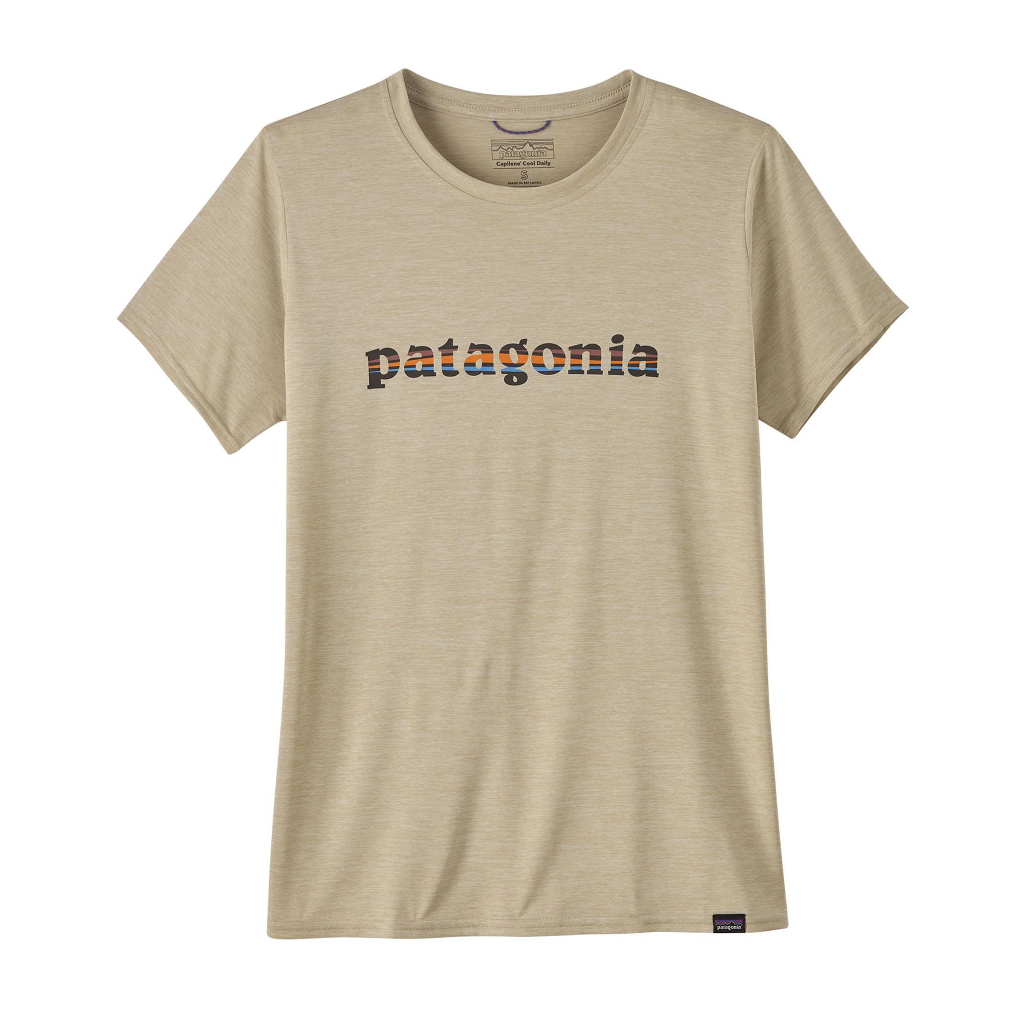 

Женская футболка Capilene Cool Daily Graphic Patagonia, 73 Text Logo Pumice X-Dye