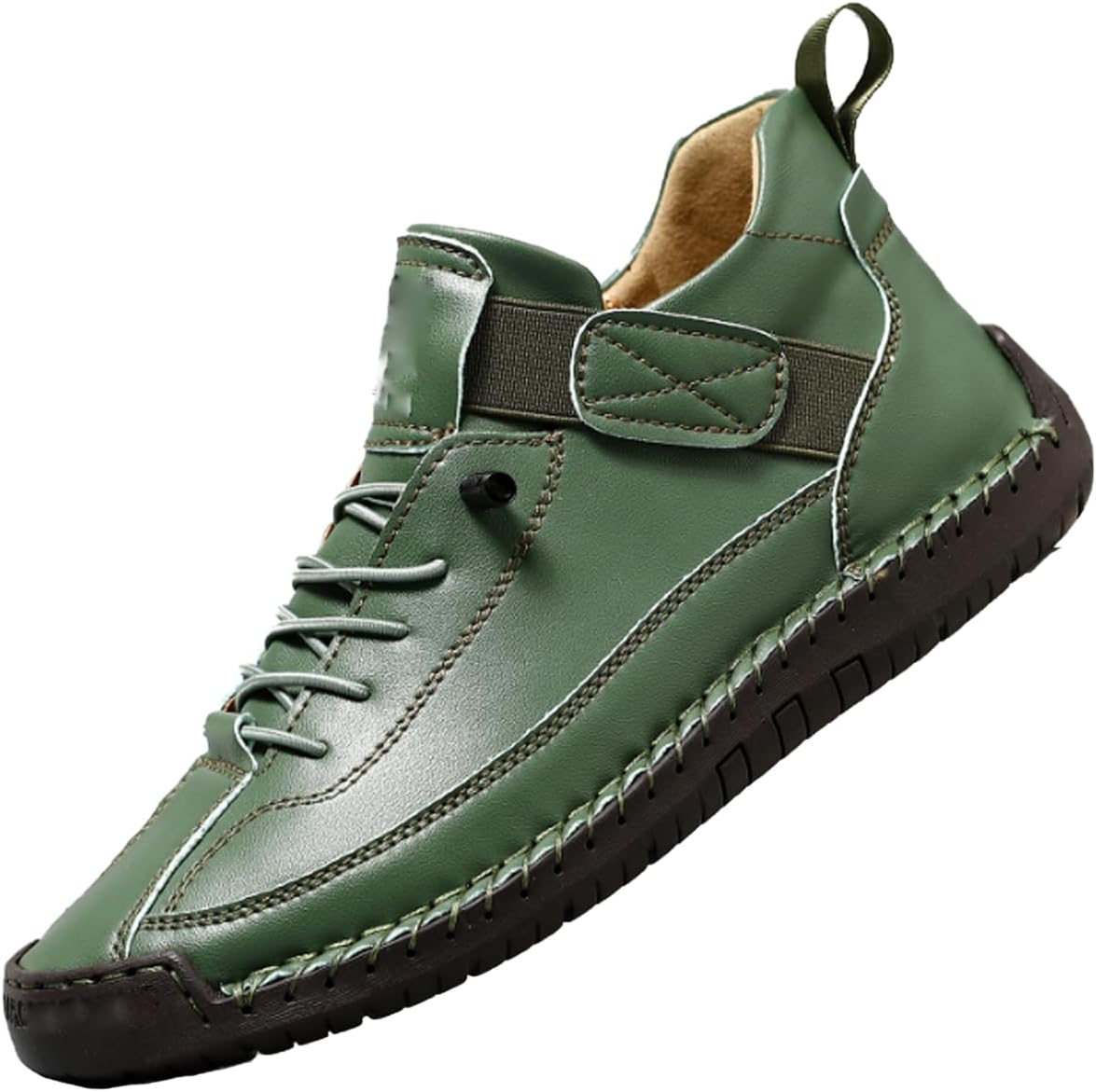 

Удобные ортопедические кроссовки, ручной работы из кожи, комфортная обувь, регулируемые противоскользящие ботинки на мягкой подошве Generic, зеленый