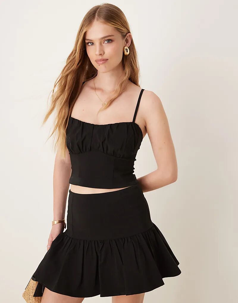 

Топ-корсет Bengaline с рюшами на груди, черный, от ASOS DESIGN