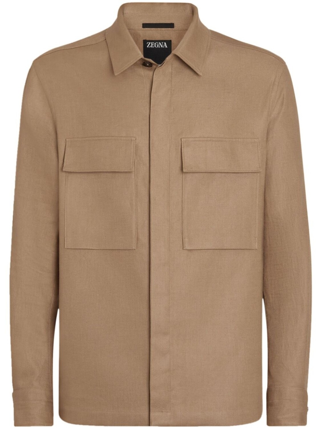 

Zegna льняная куртка-рубашка на пуговицах, коричневый