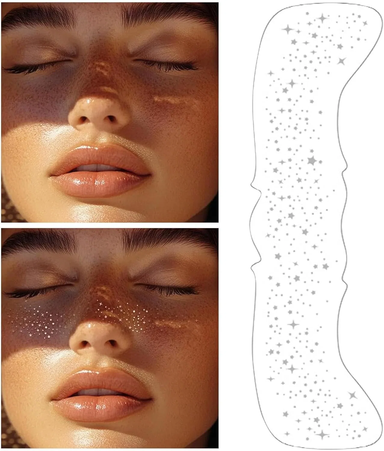 Патчи для лица с блестками Glitter Speckle Patches, золото/серебро, 15.6x5 см Generic