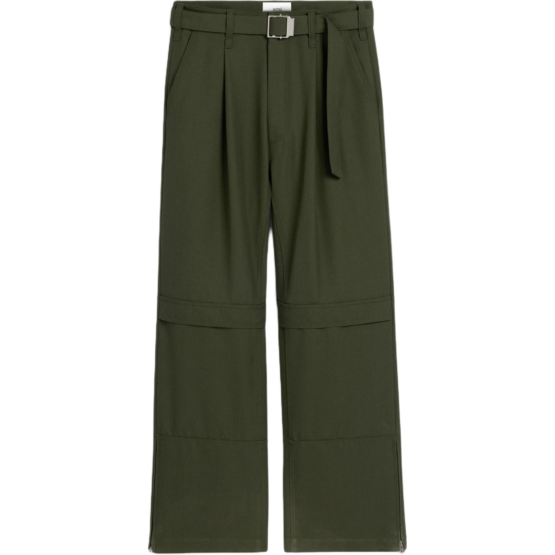 

Брюки Ami с поясом свободного кроя AMIPARIS, оливковый