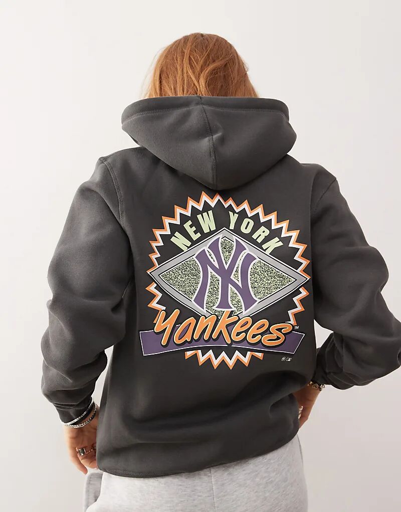 

Толстовка с капюшоном с принтом на спине в стиле NY Yankees в угольном цвете 47 Brand