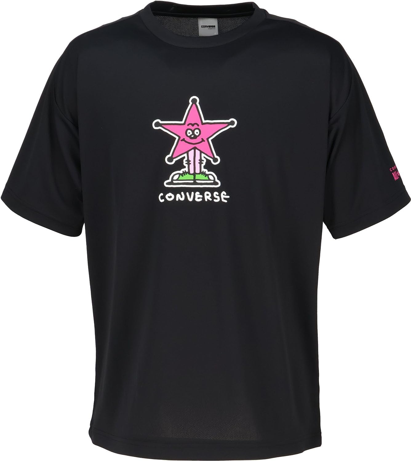 

Баскетбольная футболка Converse CB252358 с коротким рукавом и принтом, влагоотводящая, быстросохнущая, унисекс, черный/розовый