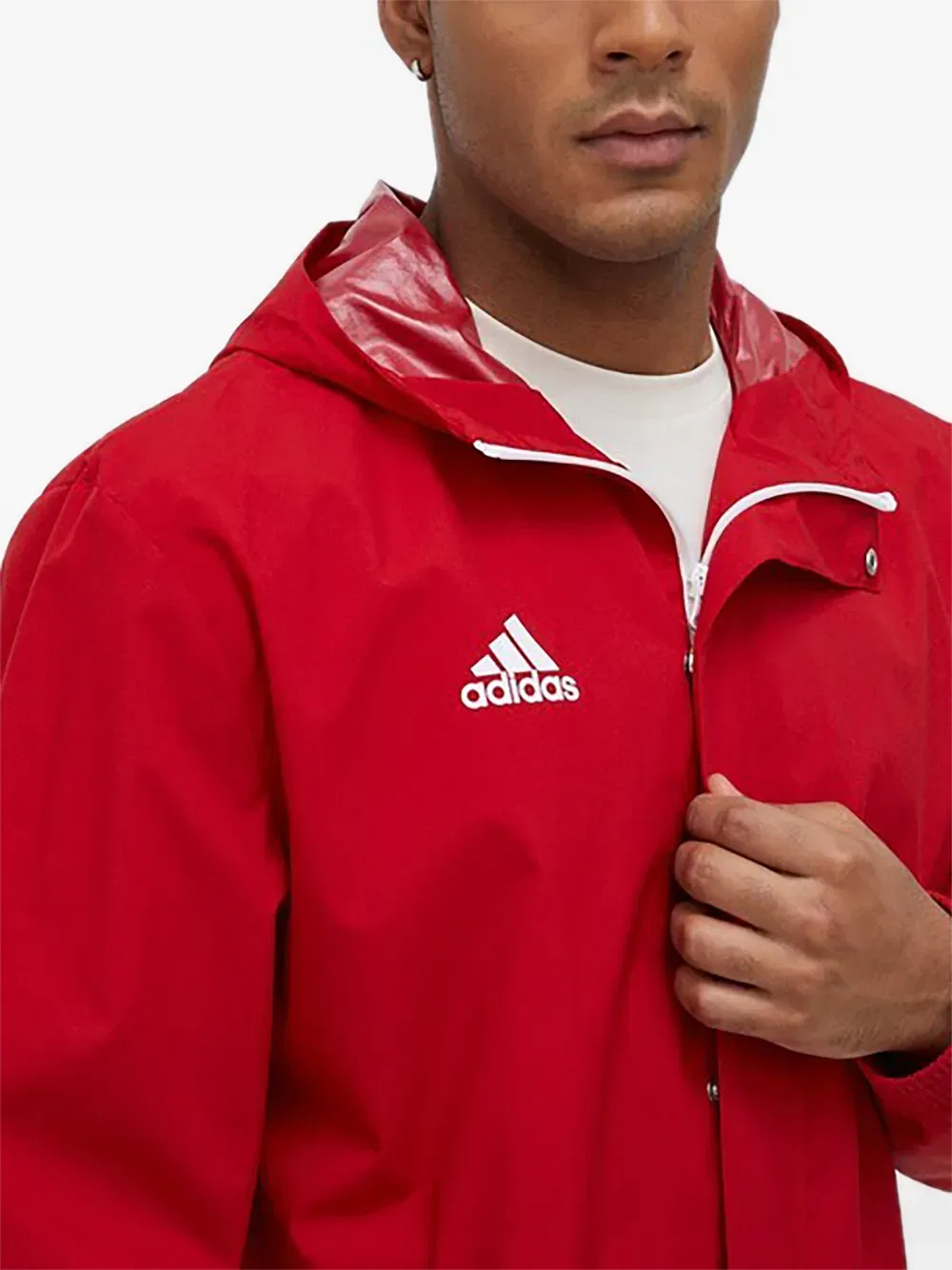 Куртка на молнии с капюшоном Adidas, красный — фото 4