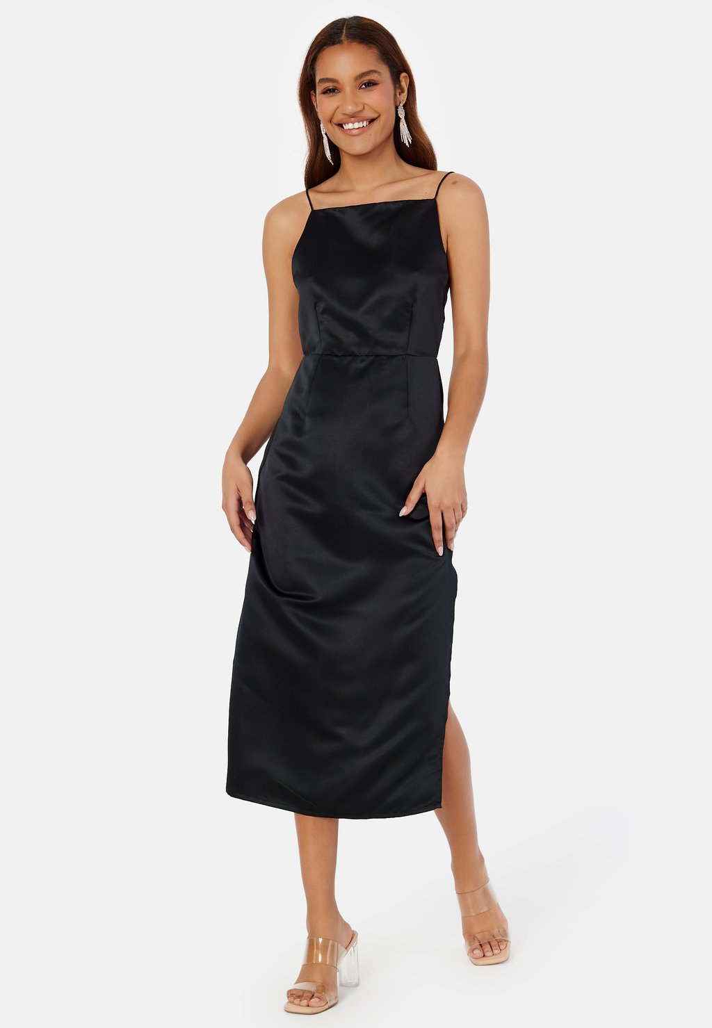

Платье STRAP SLIT SATIN MIDI DRESS Bubbleroom, черный