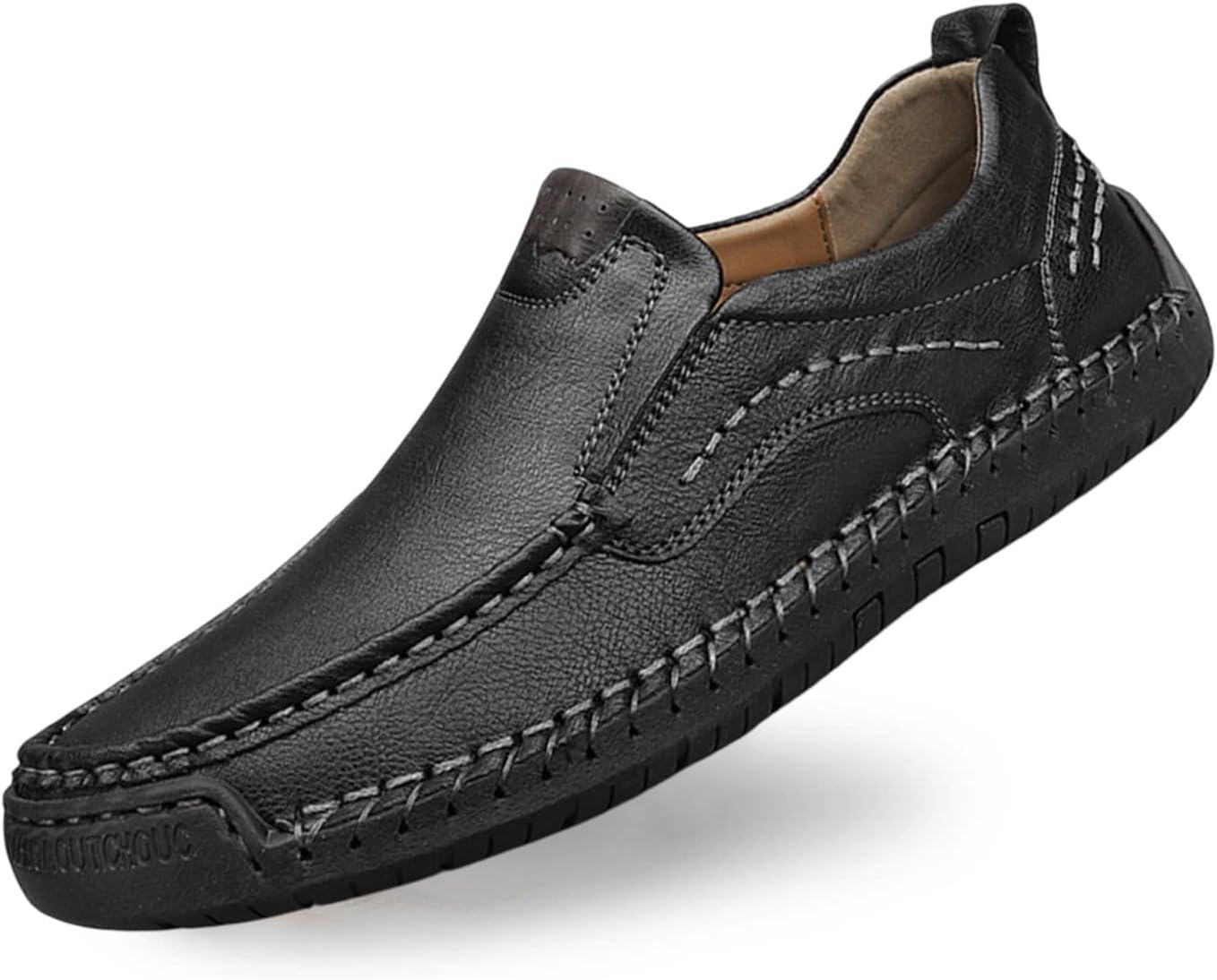 

Мужские кожаные слипоны мокасины, дышащие, удобные, для вождения, модная повседневная обувь, легкие для ходьбы Generic, черный