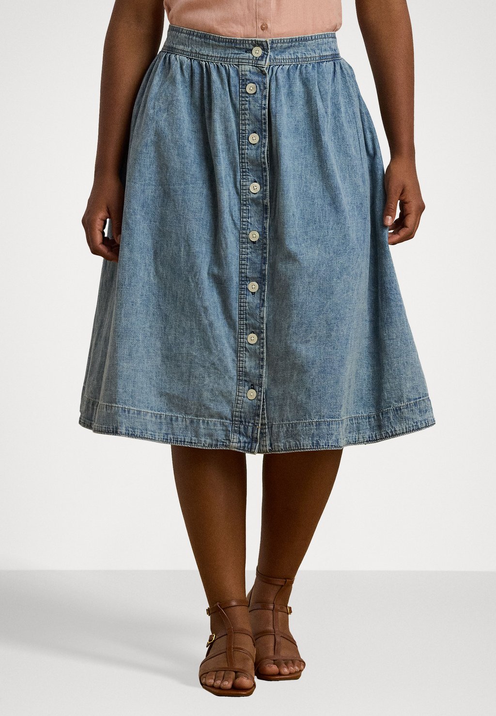

Юбка А-силуэта Button Front Denim Skirt - Denim skirt Lauren Ralph Lauren Woman, цвет Alicia Wash