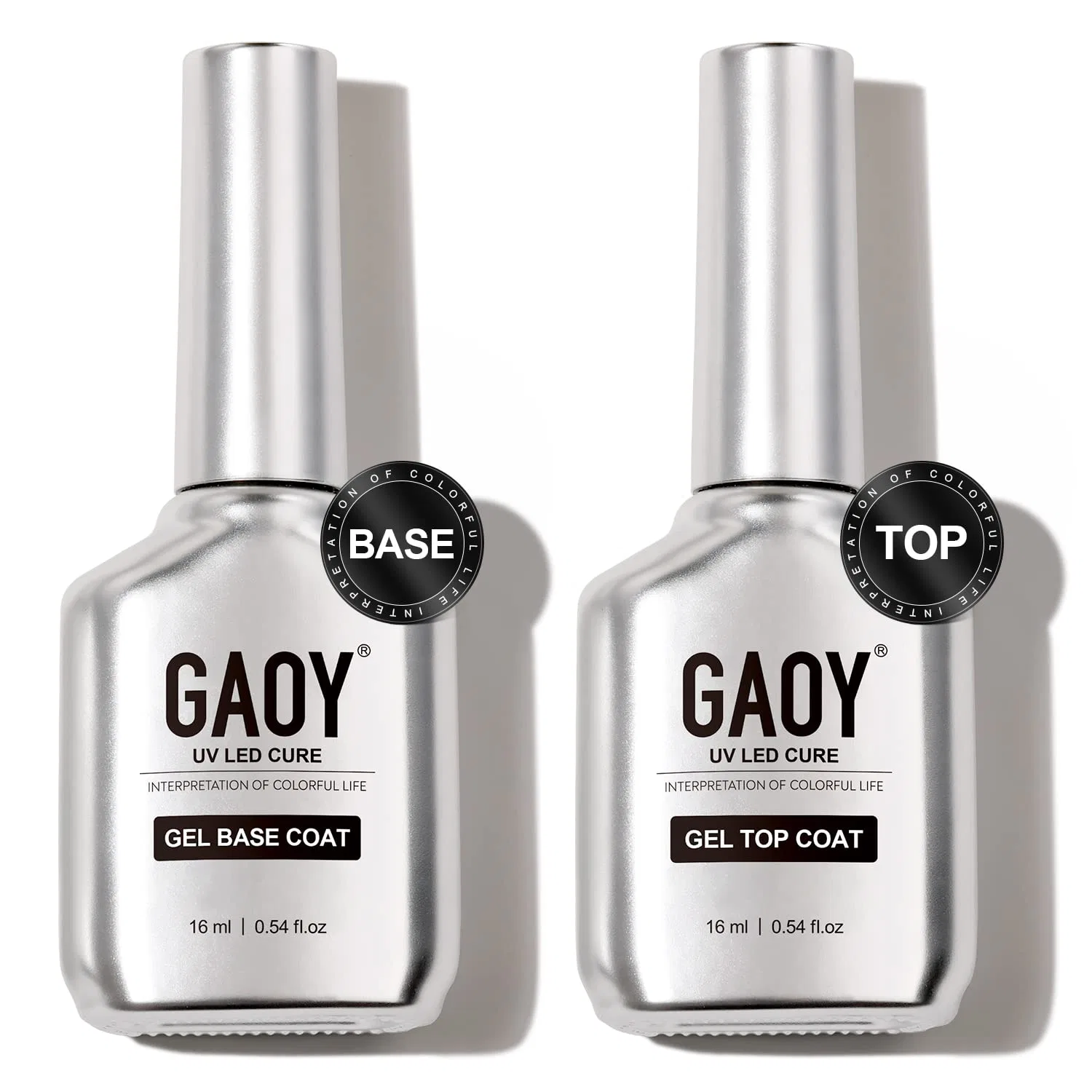Набор базового и верхнего покрытия для гель-лака GAOY Glassy Gel (2 x 16 мл) Gaoy