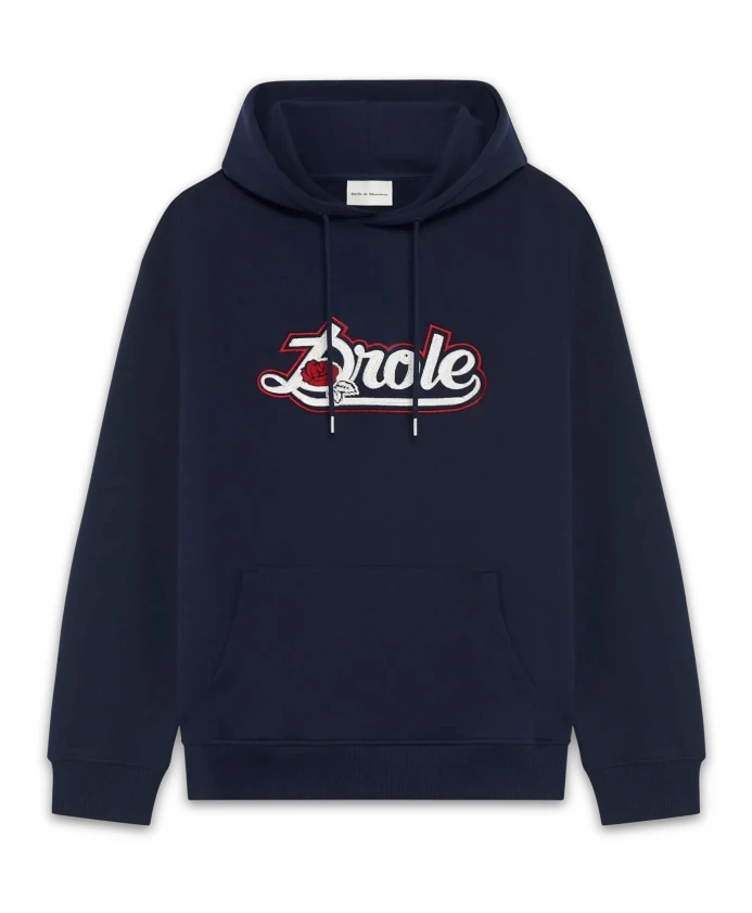 

Синий свитер с забавной вышивкой в виде роз. Drole De Monsieur, синий