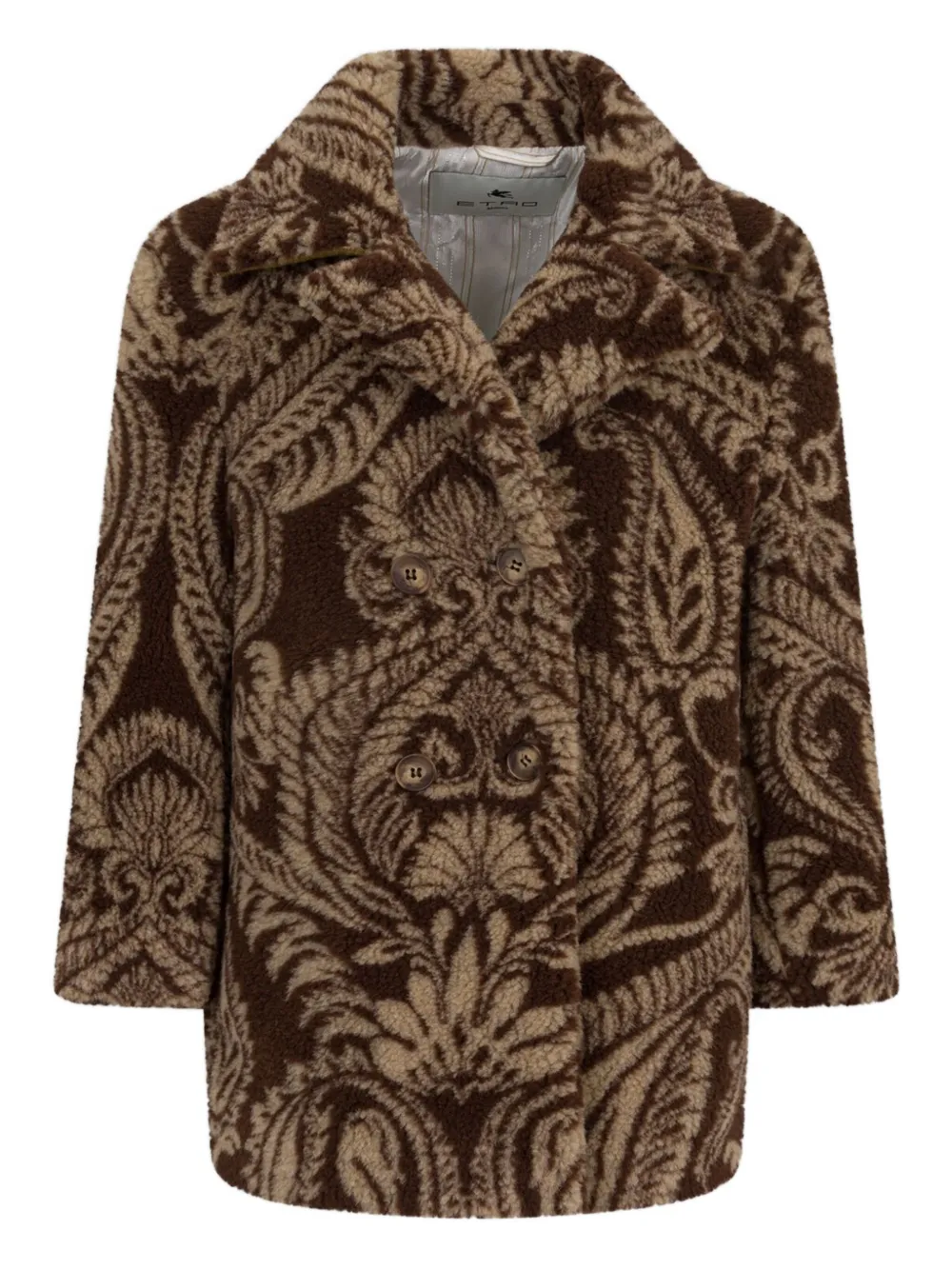 

Шерстяное пальто с узором пейсли ETRO KIDS, коричневый