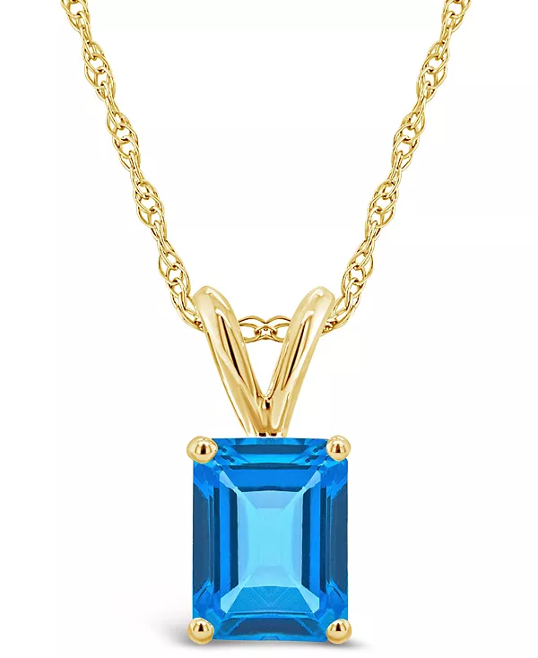 

Ожерелье с подвеской из 14-каратного желтого золота с голубым топазом (2 карата) Macy'S, gold