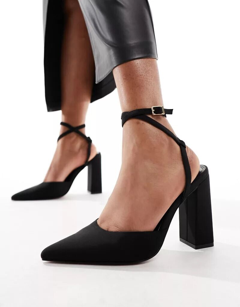Черные туфли на высоком блочном каблуке ASOS Paige
