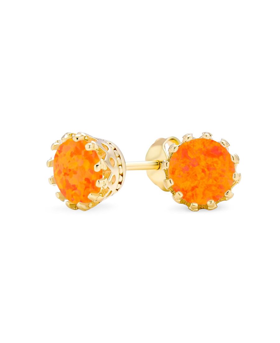 

Серьги-гвоздики с опалом в оправе Корона из стерлингового серебра с покрытием из розового золота, диаметр 6 мм Bling Jewelry, Orange