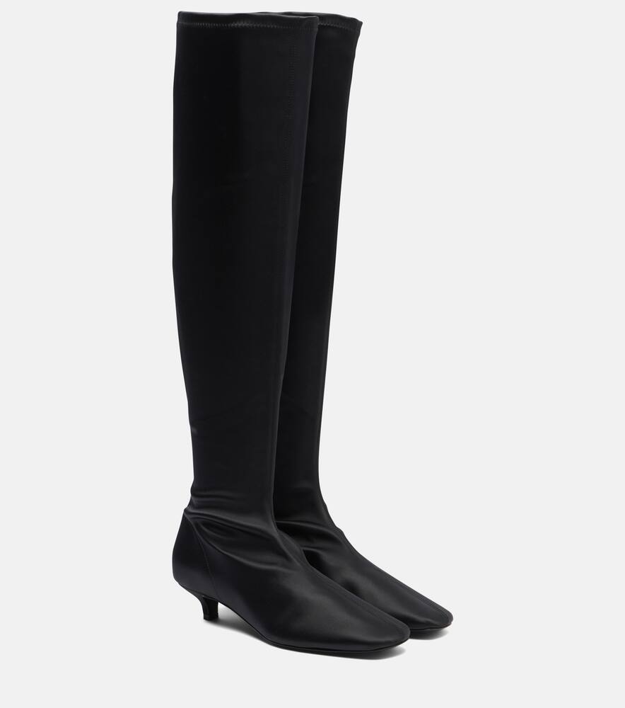 Атласные сапоги до колена Toteme, Black