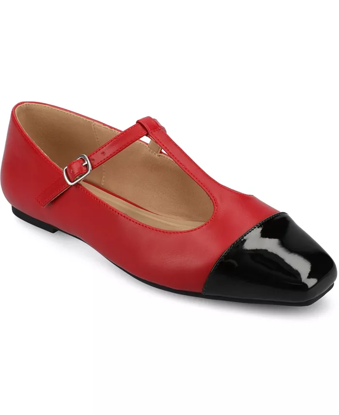 Женские балетки Theah с ремешком на щиколотке и мыском Mary Jane Journee Collection, красный