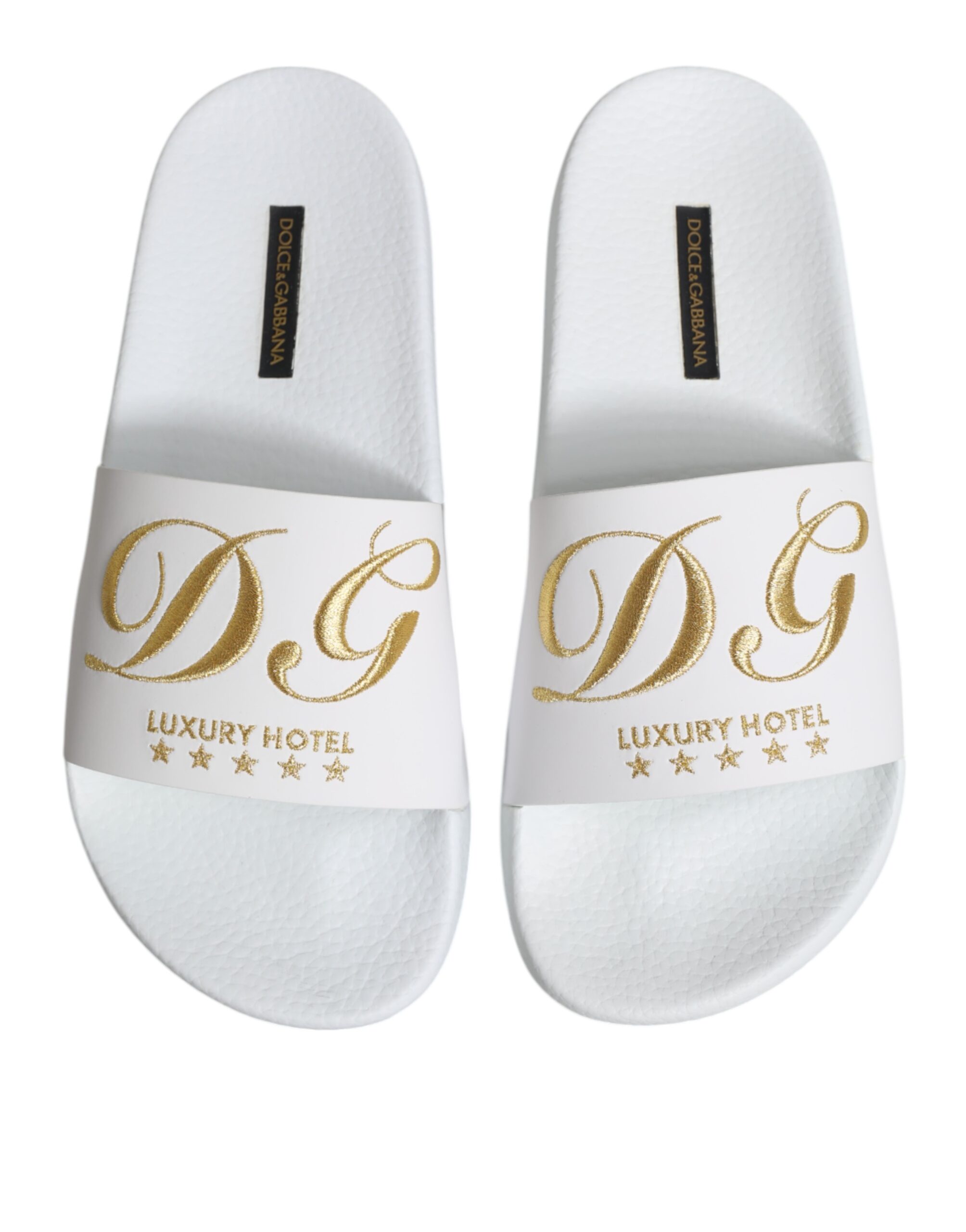 Белые кожаные шлепанцы, сандалии, пляжная обувь Dolce & Gabbana, белый — фото 3