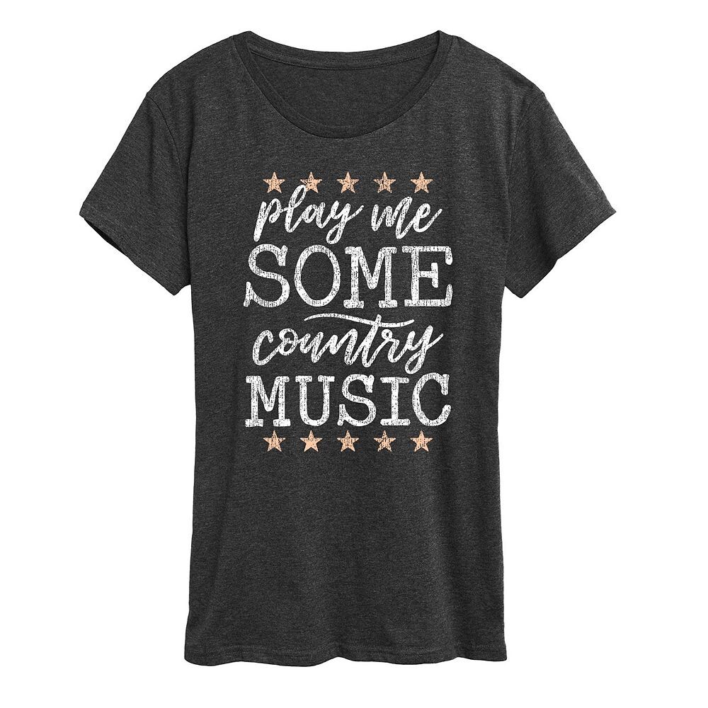 

Женская футболка с рисунком Play Me Some Country Music, цвет Heather Charcoal