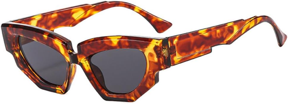 

LVTFCO Модные двухцветные женские солнцезащитные очки «кошачий глаз» с многоугольным оправой, ретро-градиентные мужские солнцезащитные очки с защитой от УФ-излучения UV400, Leopard Grey