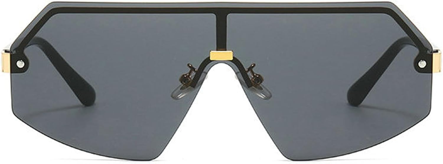 

Хелена Модные плоские цельные солнцезащитные очки большого размера без оправы, нестандартной формы, стильные, в стиле ретро-панк, для женщин и мужчин, черные helena, C1