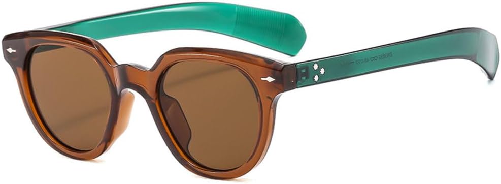 

Ретро круглые солнцезащитные очки для женщин и мужчин, модные, с красочной оправой и заклепками, винтажные солнцезащитные очки с защитой от УФ-излучения UV400 TYUVIVO, Tea Green Tea