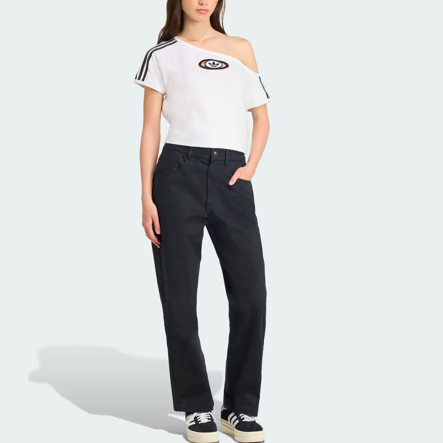 Футболка Adidas Campus 2000 с овальной деталью 3 полосы Adidas Originals, белый — фото 3