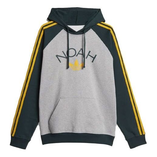 

Толстовка men's originals x noah crossover 3-stripes logo printing colorblock pullover green Adidas, серый