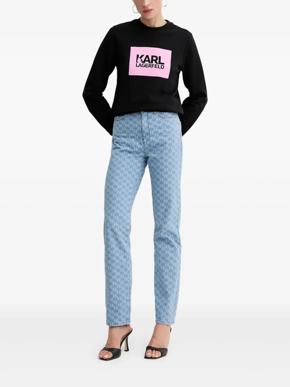 

Толстовка с логотипом Stack KARL LAGERFELD, черный
