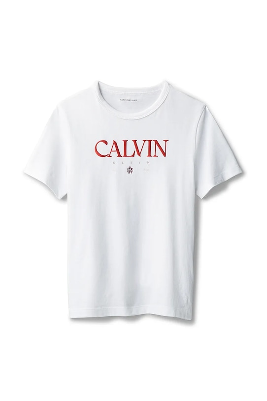 Детская хлопковая футболка Calvin Klein Jeans, белый — фото 2