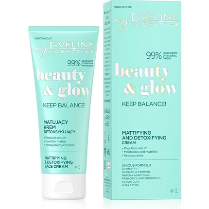 

Eveline Beauty & Glow сохраняет баланс! Матирующий детоксицирующий крем 75мл, Eveline Cosmetics