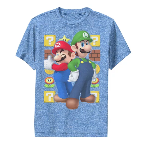 

Футболка для мальчиков 8-20 лет с принтом Super Mario Bros и Луиджи Licensed Character, синий