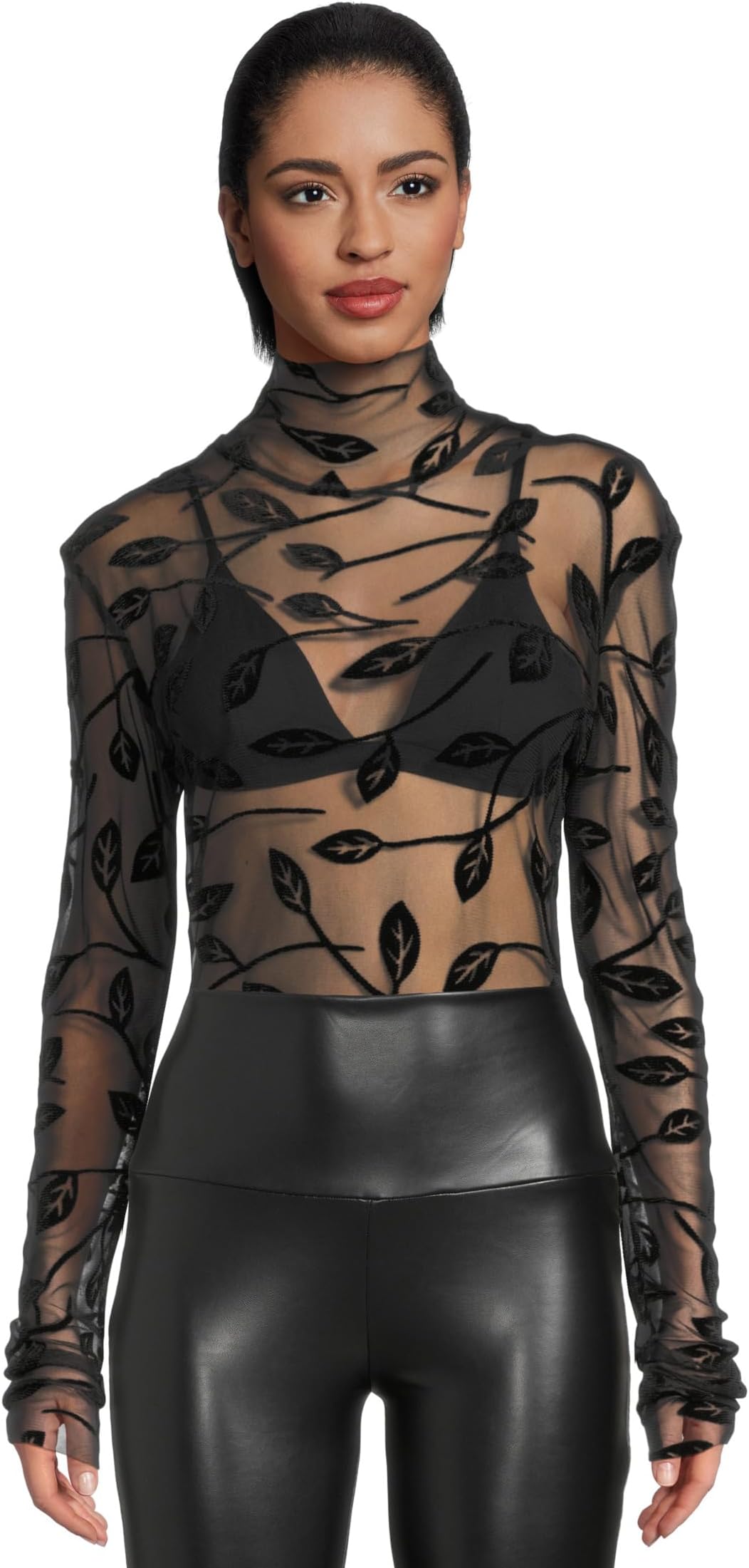 

Топ Norma Kamali Long Sleeve Turtle Top, цвет Black Leaf